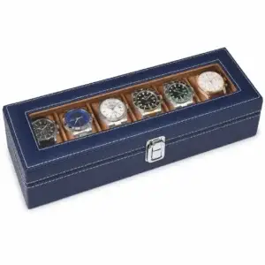 premium 6 slot watch box wholesale with transparent lid
