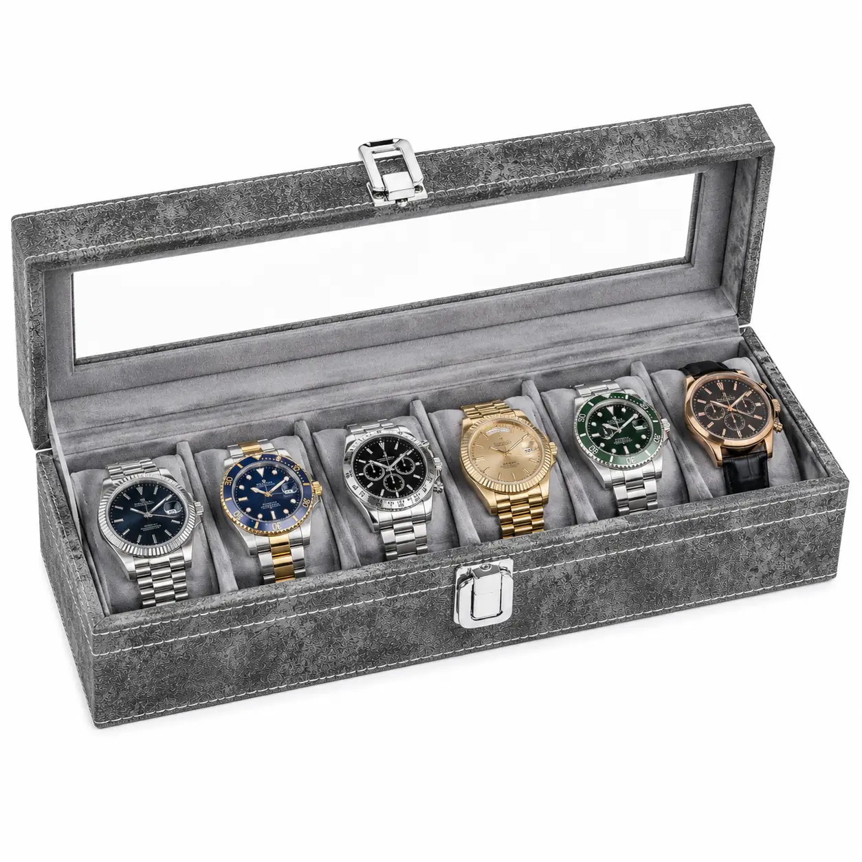 Premium 6 Slot Watch Box with Transparent Lid for Wholesale - Image 3
