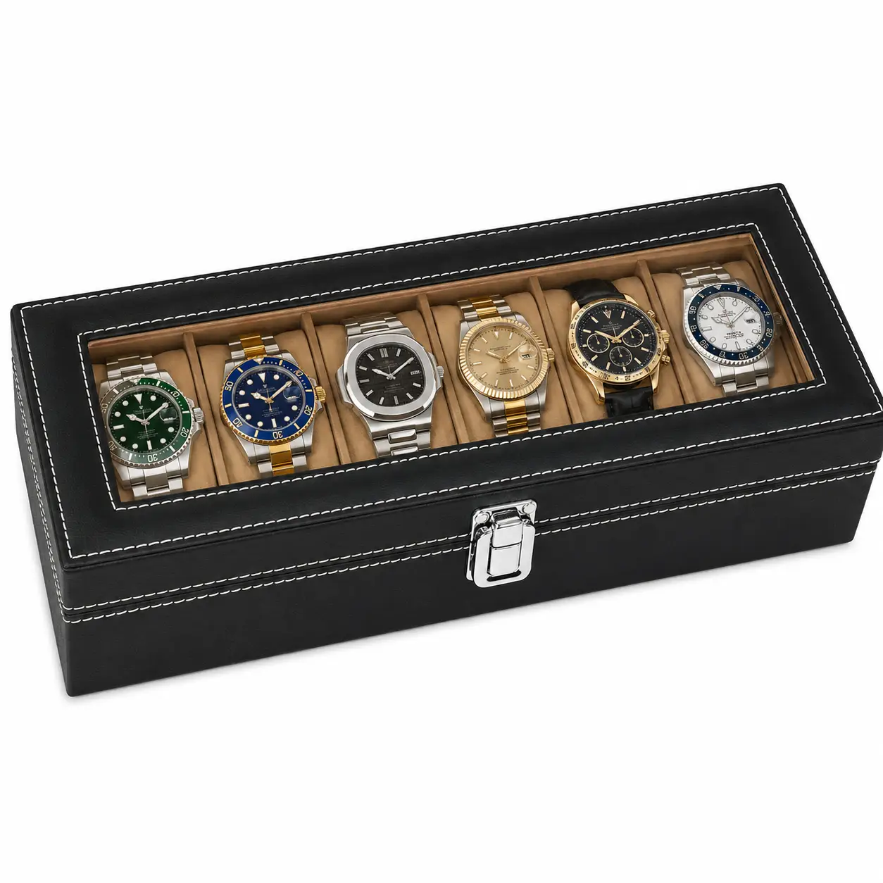 Premium 6 Slot Watch Box with Transparent Lid for Wholesale - Image 5