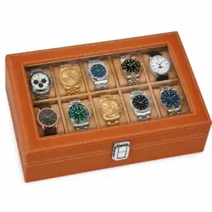 Brown 10 Slot Watch Box