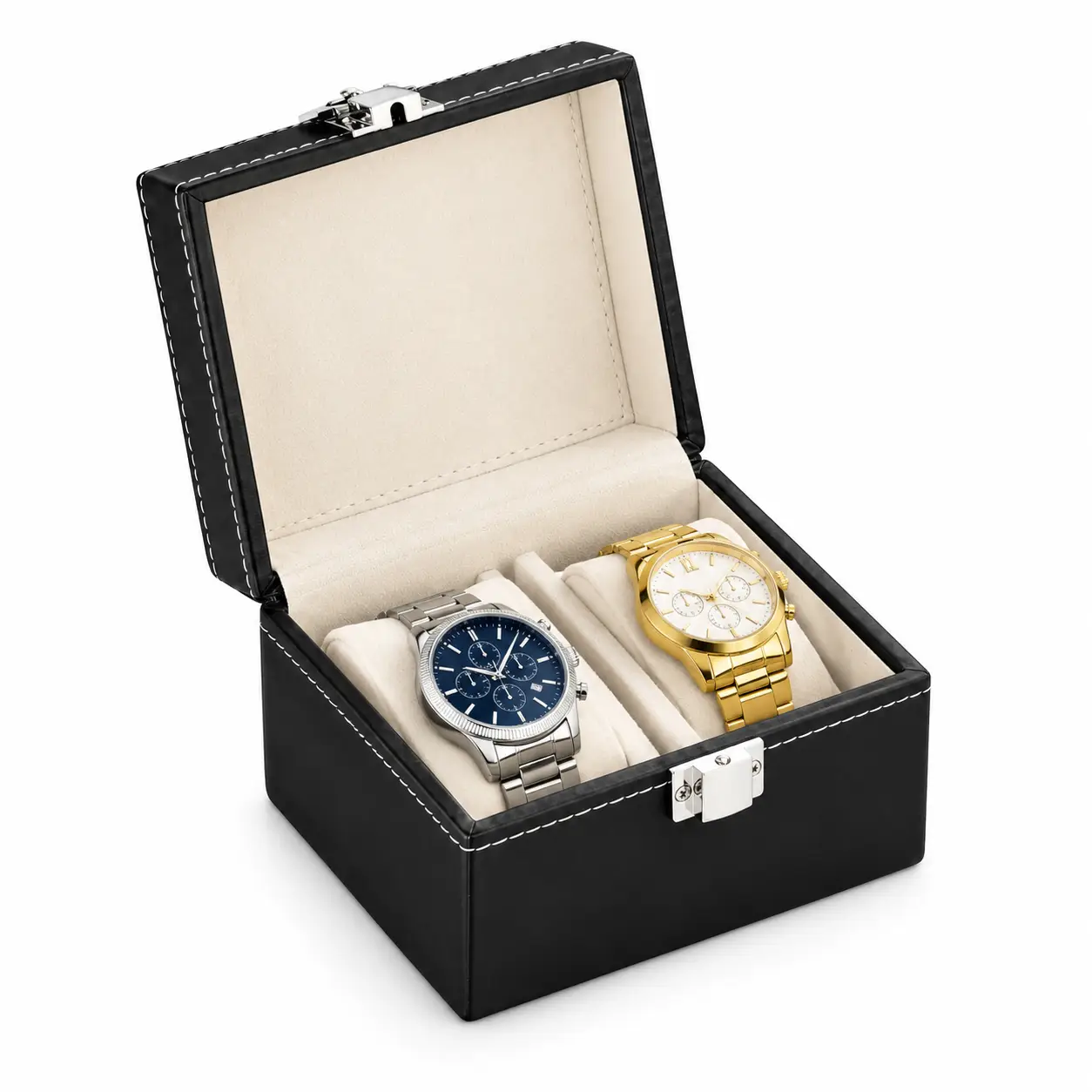 Premium 2-Slot Watch Box with Metal Lock for Wholesale - Image 4