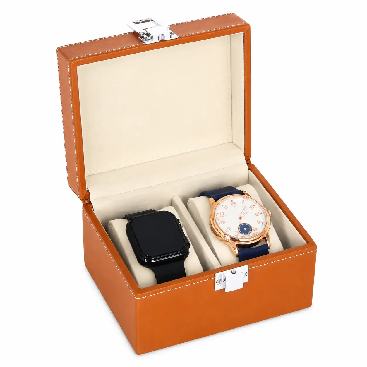 Premium 2-Slot Watch Box with Metal Lock for Wholesale