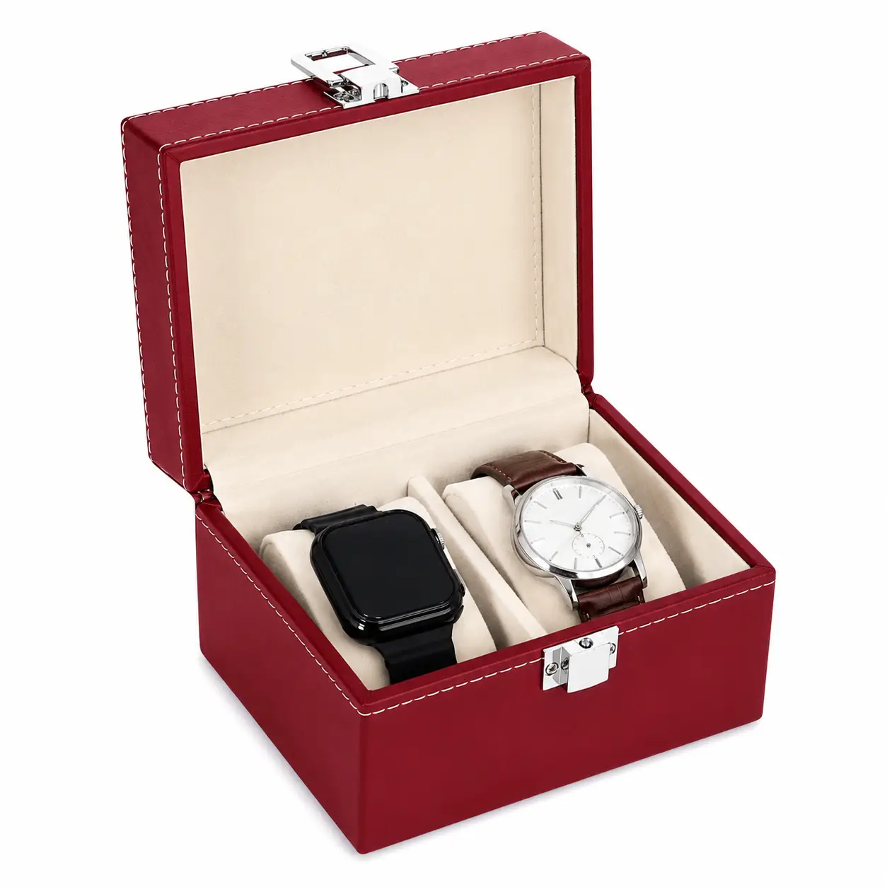 Premium 2-Slot Watch Box with Metal Lock for Wholesale - Image 3