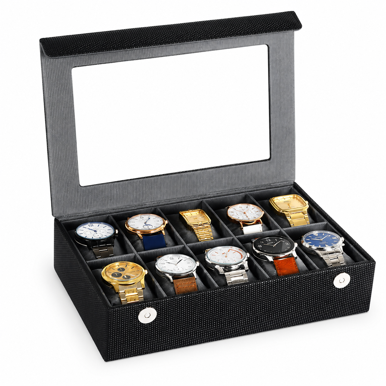 Stunning Black 10 Watch Display Box – Premium Organizer - Image 2