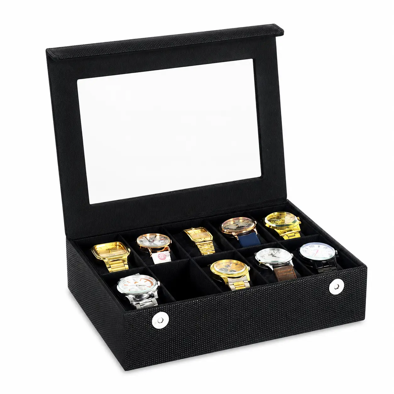 Stunning All Black 10 Slot Watch Case – Premium Display Box - Image 2