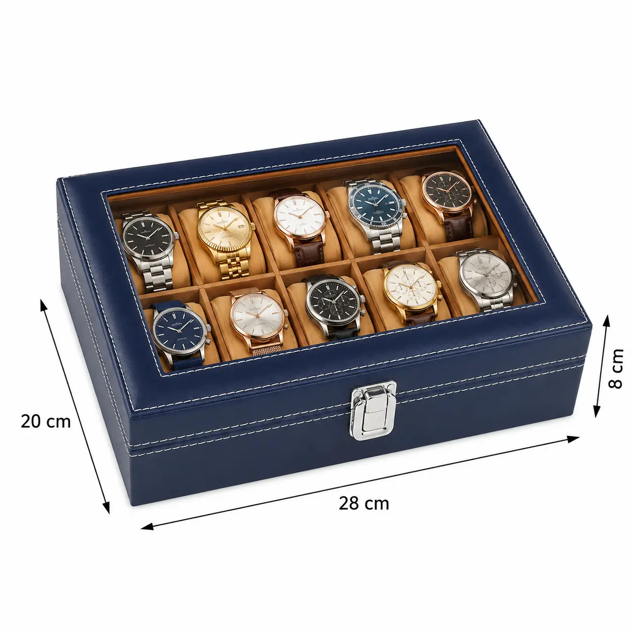 Stunning Navy Blue 10 Slot Watch Box – Premium Watch Organizer - Image 2