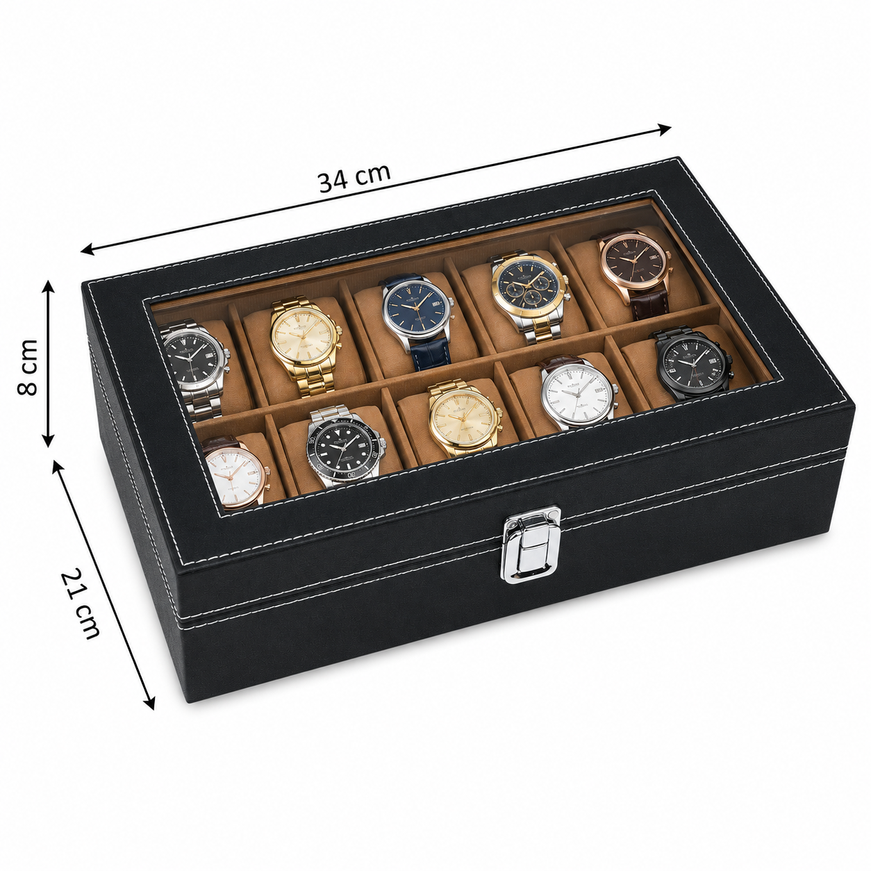 Stunning Premium Black 10 Slot Watch Box Organizer with Clear Lid - Image 5
