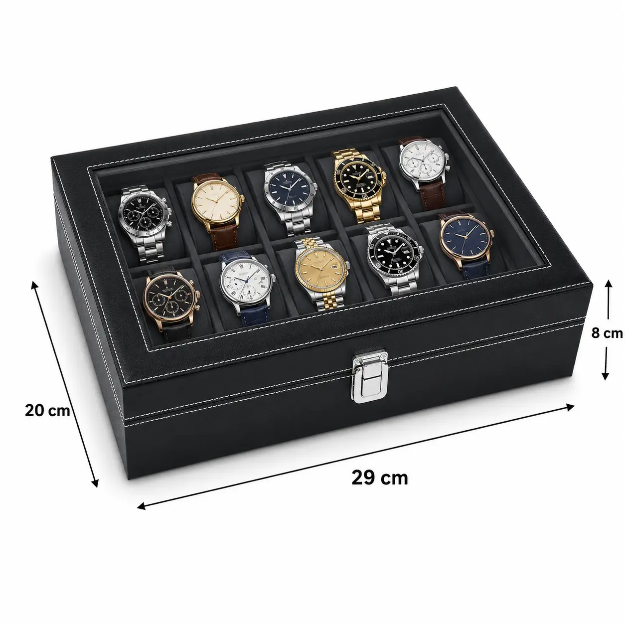 Stunning Black 10 Slot Watch Box – Premium Watch Organizer - Image 4